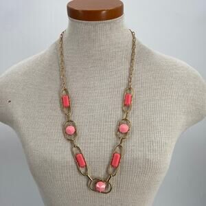 Faux Pink goldtone chain necklace